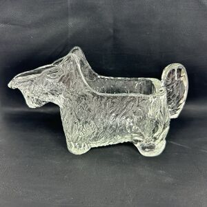 LE Smith Vintage Scottie Dog Creamer Clear Glass Textured Promotional Decor